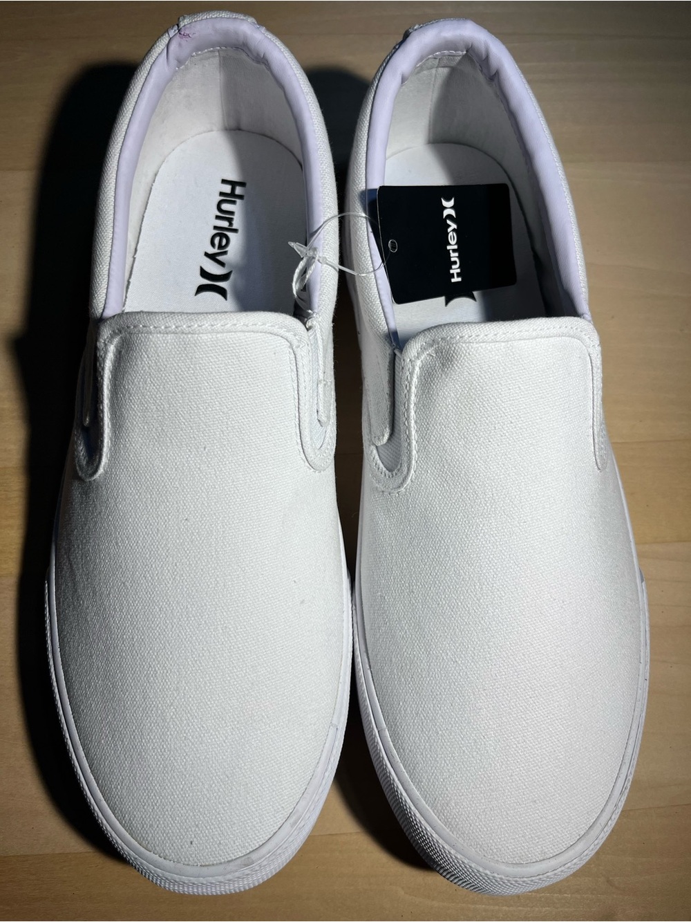 Hurley White Men’s Slip-On Jordan Canvas Loafers size 10